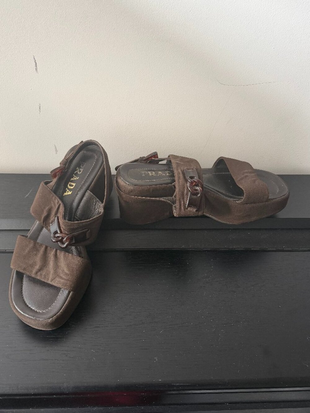 Prada Brown Platform Sandals w/ Logo Hardware | Size 39